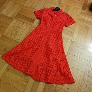 Ann Taylor orange eyelet shirt dress